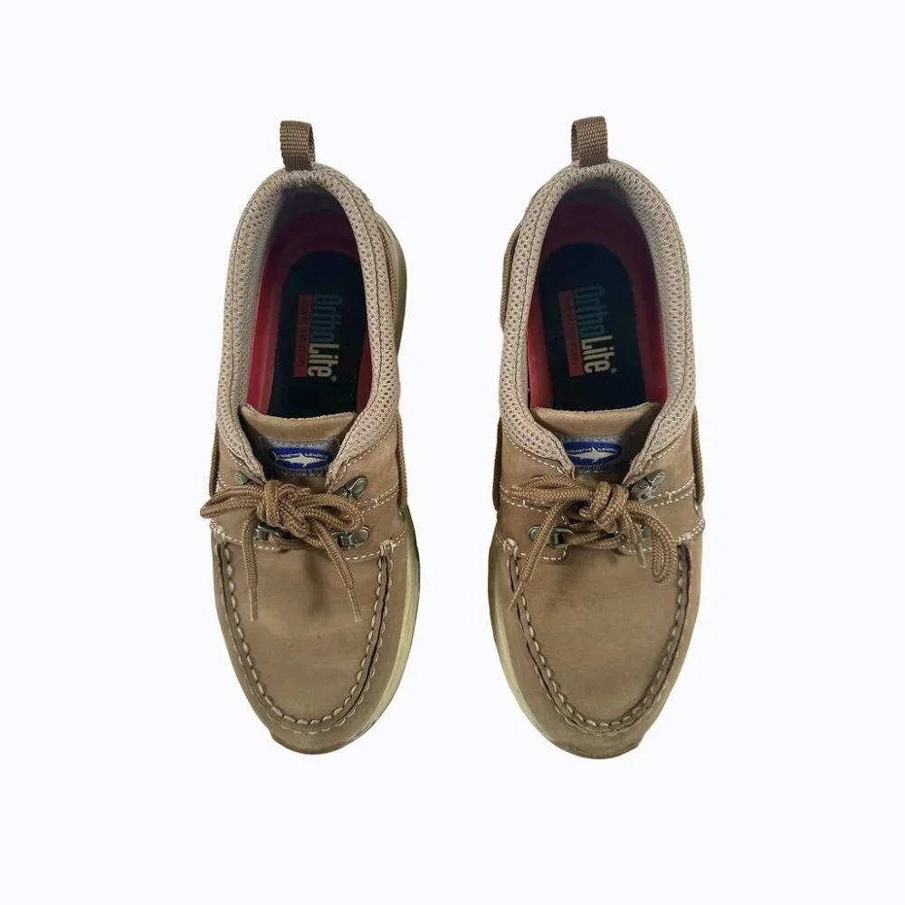 Rugged Shark Leather Boat Shoe 9 Suede Tan Tournament Series Ortholite Nautical